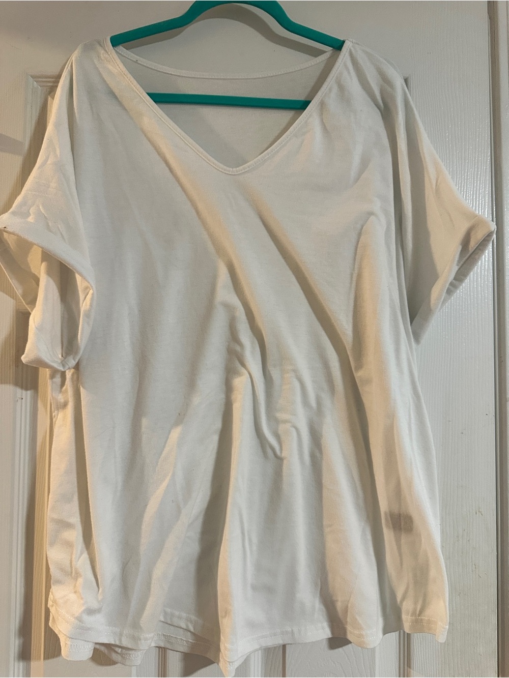 SHEIN White V-Neck Short Sleeve Tee - 3 pack